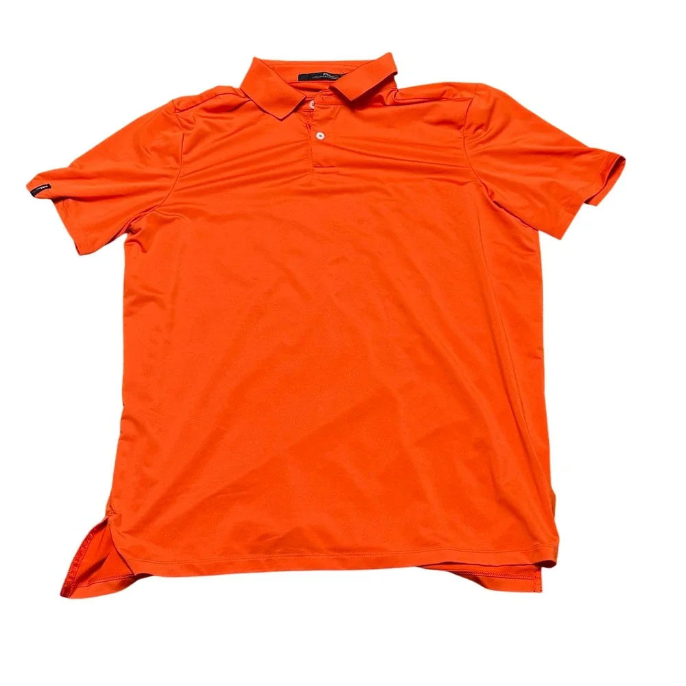 RLX‎ Ralph Lauren Orange Polo Shirt Men's L Side Slits Golf